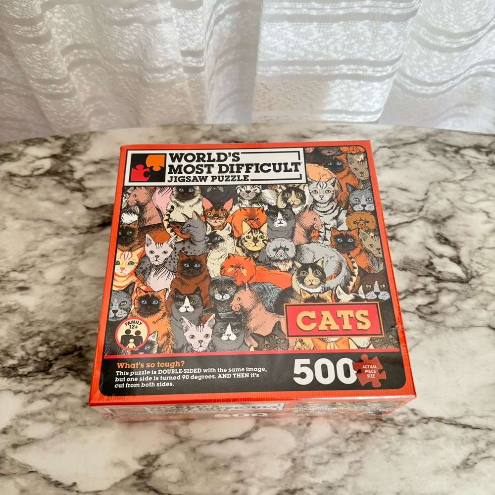 NEW TDC Games World's Most Difficult Jigsaw Puzzle - Cats, Double sided, 500 pcs
